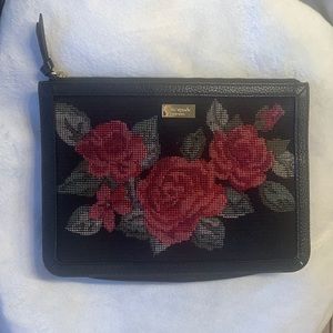 Gently used kate spade rose embroidered and leopard print clutch